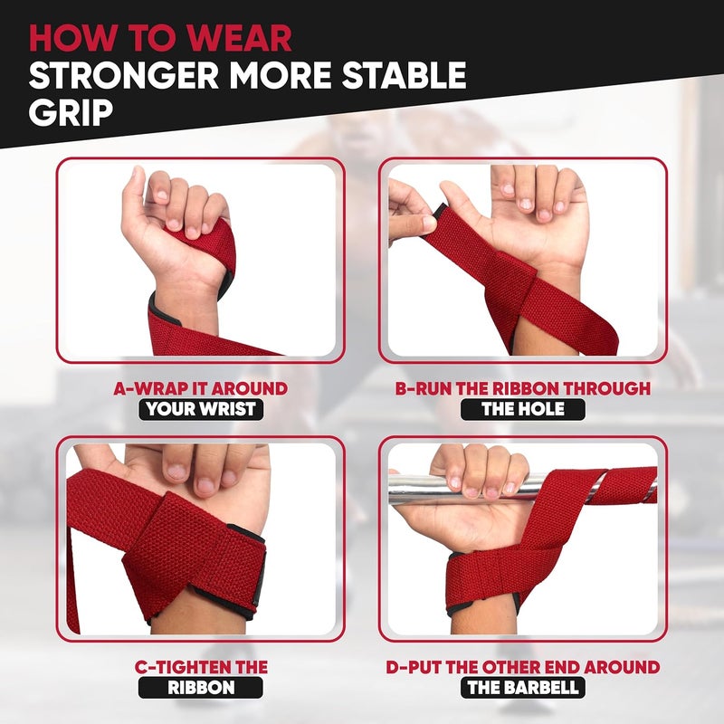 BFS IMPEX Lifting Straps for Weightlifting, Weightlifting Cotton Straps with Neoprene Padding for Men women Gym Wrist Straps for Bodybuilding powerlifting, Strength Training and Deadlifting - Image 4
